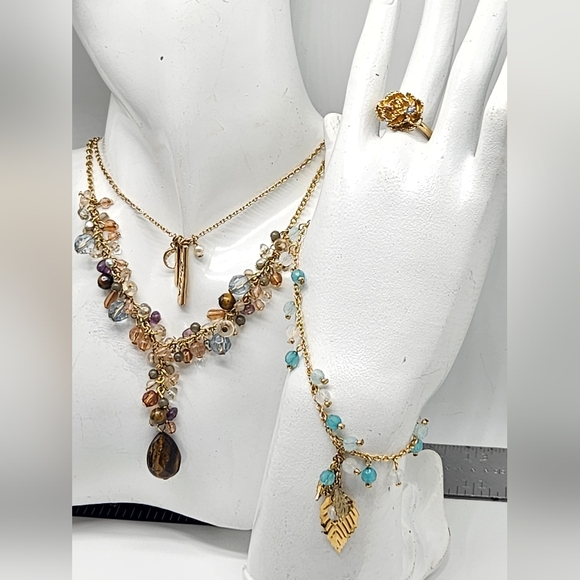 VTG AVON Mix Variety Collection Gold Tone Lot Necklace Bracelet Ring SIGNED Gems - Picture 3 of 16